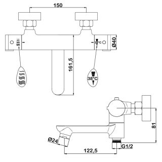 Душевая стойка Swedbe Hermes 5114B с термостатическим смесителем для ванны чёрный